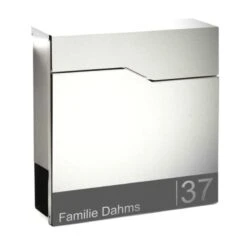 Edelstahl Briefkasten Wandbriefkasten Mailbox Mit Zeitungsfach & Beschriftung Torben