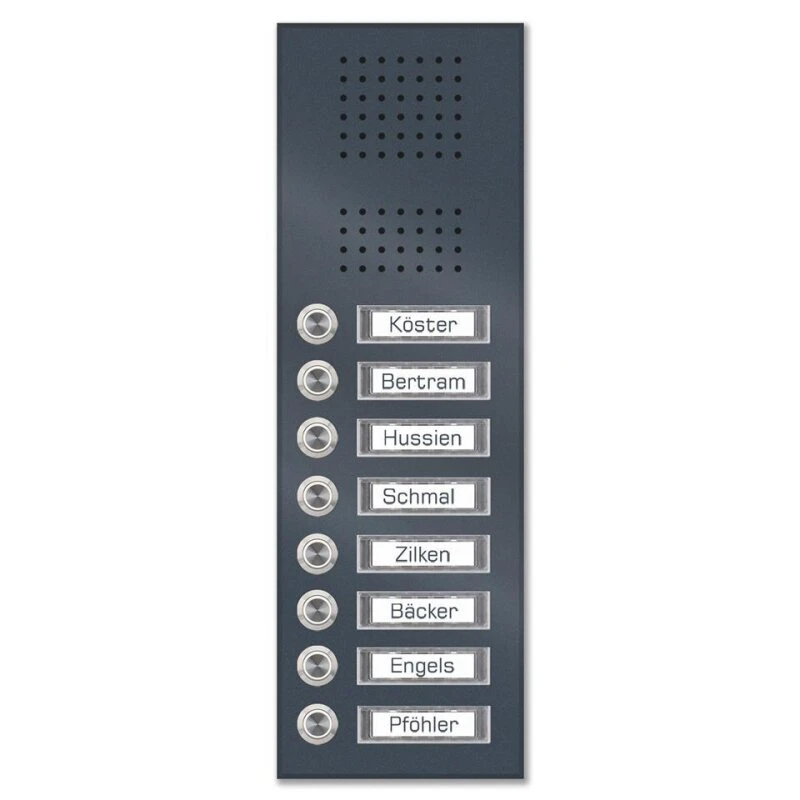 Edelstahl Unterputz Achtfamilien Türklingel 145x392mm 5 Edelstahl Unterputz Achtfamilien Türklingel 145x392mm – Bild 3
