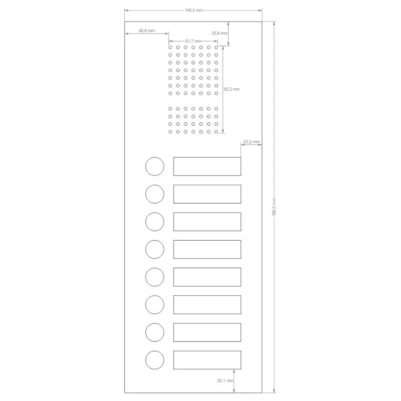Edelstahl Unterputz Achtfamilien Türklingel 145x392mm 9 Edelstahl Unterputz Achtfamilien Türklingel 145x392mm – Bild 7