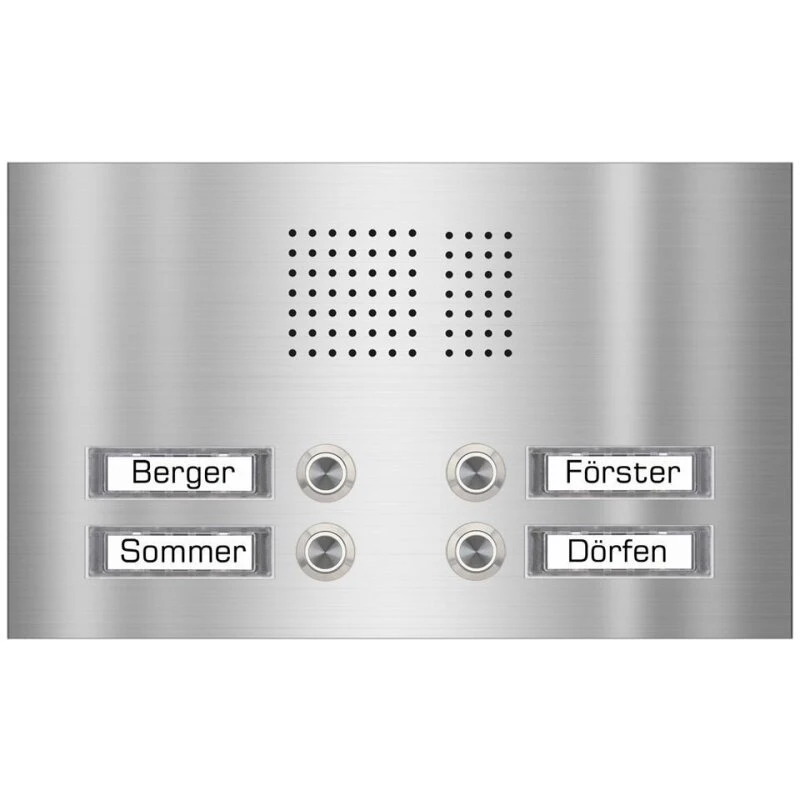 Edelstahl Unterputz Vierfamilien Türklingel Quer 305x175mm 4 Edelstahl Unterputz Vierfamilien Türklingel Quer 305x175mm – Bild 2