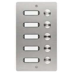 Edelstahl Unterputztürklingel Eckig Für Fünf Wohneinheiten Inklusive UP-Kasten