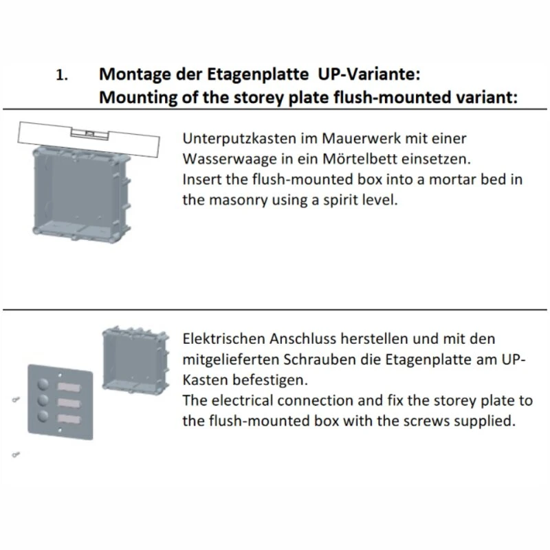 Edelstahl Unterputztürklingel Eckig Für Zwei Wohneinheiten Inklusive UP-Kasten 4 Edelstahl Unterputztürklingel Eckig Für Zwei Wohneinheiten Inklusive UP-Kasten – Bild 2