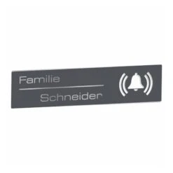Edelstahlschild 120x30 Mm Mit Glockensymbol RAL 7016 Anthrazit Grau