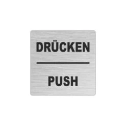 Edelstahlschild 50x50mm Drücken Push