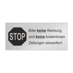 Edelstahlschild 80x35mm Keine Werbung_1