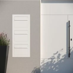 Einbaubriefkasten Hochkant Aus Edelstahl RAL 9016 Verkehrsweiß 3 Parteien -Hochwertiger Türklingelladen einbaubriefkasten hochkant aus edelstahl ral 9016 verkehrsweiss 3 parteien3