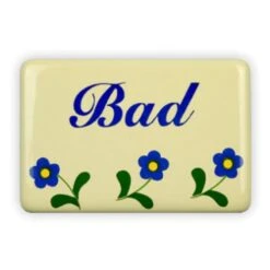 Emailschild 6 X 4 Cm, Bad, Blümchen