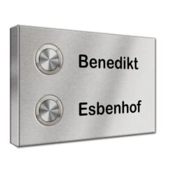 Funk Edelstahl 2 Familien Aufputz Türklingel 140x90mm Premium Pluto3