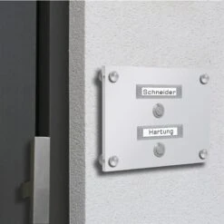 Funkklingel 2 Familien Aus Acrylglas 210x150mm Mit Beschriftungsfeld DUO