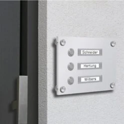 FUNK Türklingel Für 3 Familienhaus Aufputz aus Acrylglas 210x150mm Premium