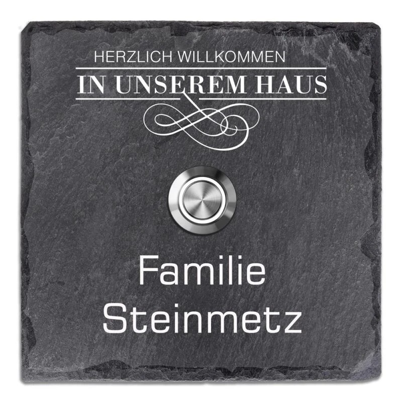 Haustürklingel Schiefer 100x100mm Herzlich Willkommen 3 Haustürklingel Schiefer 100x100mm Herzlich Willkommen