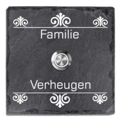 Klingelschild Schiefer 100x100mm Ornament