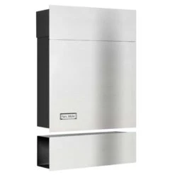 Premium Briefkasten Edelstahl Mit Namensschild Und Zeitungsfach