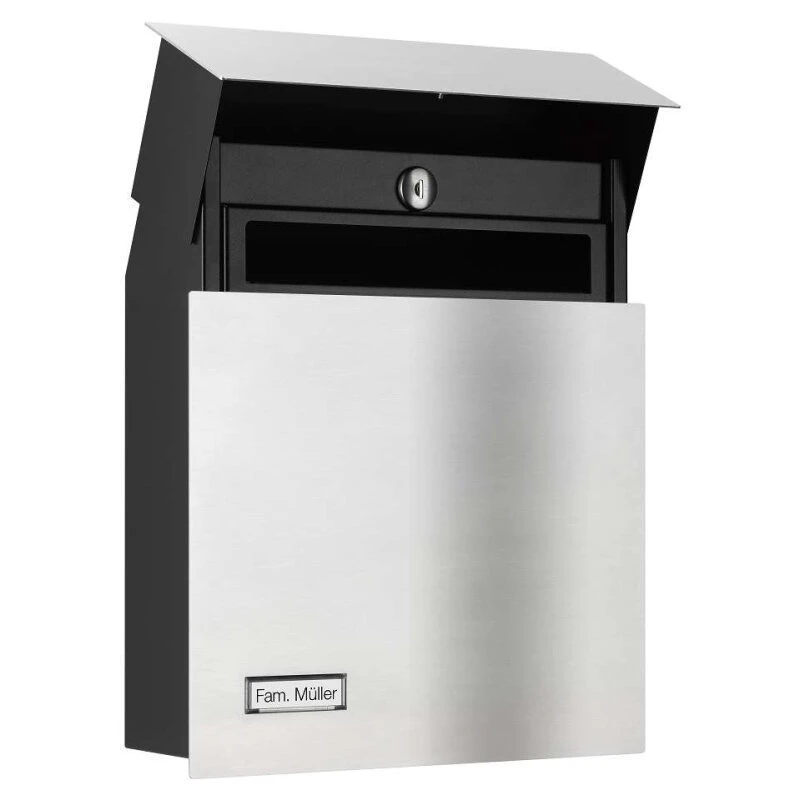 Premium Briefkasten Edelstahl Mit Namensschild Und Zeitungsfach 5 Premium Briefkasten Edelstahl Mit Namensschild Und Zeitungsfach – Bild 3