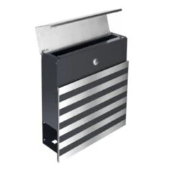 MASSIVER Edelstahl Briefkasten STRIPE Pulverbeschichtet In RAL 7016 -Hochwertiger Türklingelladen massiver edelstahl briefkasten stripe pulverbeschichtet in ral 70163