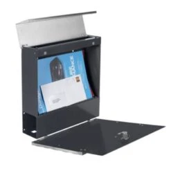 MASSIVER Edelstahl Briefkasten STRIPE Pulverbeschichtet In RAL 7016 -Hochwertiger Türklingelladen massiver edelstahl briefkasten stripe pulverbeschichtet in ral 70164