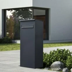 MEFA Paketkasten Oak 481 Tiefschwarz RAL 9005 Großer Renz Paketbriefkasten -Hochwertiger Türklingelladen mefa paketkasten oak 481 tiefschwarz ral 9005 grosser renz paketbriefkasten4