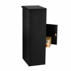 MEFA Paketkasten Oak 481 Tiefschwarz RAL 9005 Großer Renz Paketbriefkasten -Hochwertiger Türklingelladen mefa paketkasten oak 481 tiefschwarz ral 9005 grosser renz paketbriefkasten5