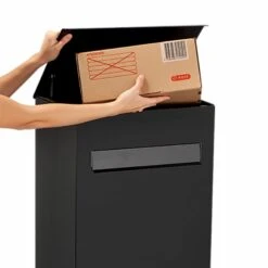 MEFA Paketkasten Oak 481 Tiefschwarz RAL 9005 Großer Renz Paketbriefkasten -Hochwertiger Türklingelladen mefa paketkasten oak 481 tiefschwarz ral 9005 grosser renz paketbriefkasten6