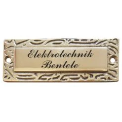 Messingschild Rustikal Lackiert 105 X 40 Mm Mit Beschriftung