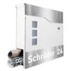 Moderner Briefkasten Mit FUNKKLINGEL Edelstahl Laser Namensblende -Hochwertiger Türklingelladen moderner briefkasten mit funkklingel edelstahl laser namensblende