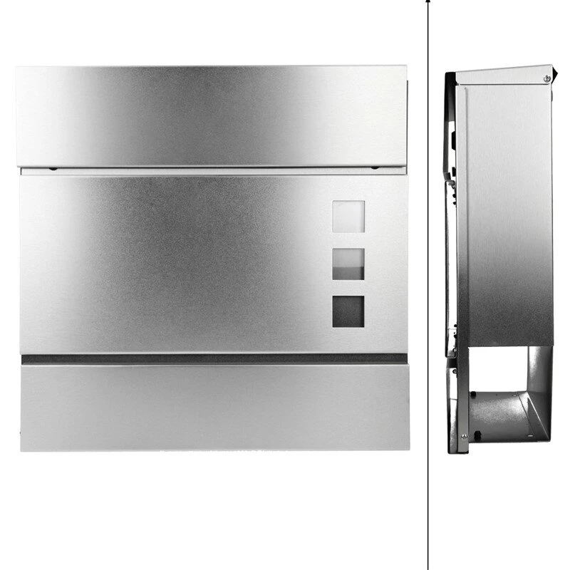 Moderner Design Edelstahl Briefkasten Mit Zeitungsfach Und Schmuckfenster 4 Moderner Design Edelstahl Briefkasten Mit Zeitungsfach Und Schmuckfenster – Bild 2