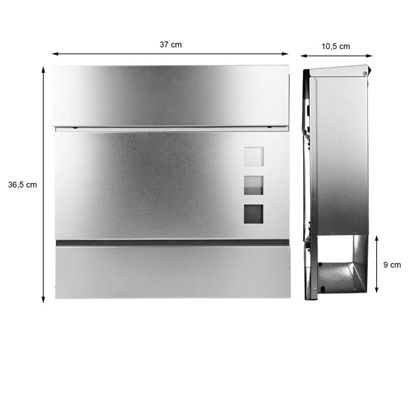 Moderner Design Edelstahl Briefkasten Mit Zeitungsfach Und Schmuckfenster 8 Moderner Design Edelstahl Briefkasten Mit Zeitungsfach Und Schmuckfenster – Bild 6