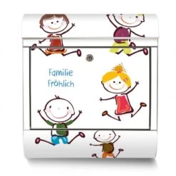 Moderner Edelstahl Briefkasten Mailbox Wandbriefkasten Happy Kids -Hochwertiger Türklingelladen moderner edelstahl briefkasten mailbox wandbriefkasten happy kids3