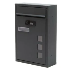 Moderner Wandbriefkasten Anthrazit Grau Mit Zahlenschloss Pulverbeschichtet -Hochwertiger Türklingelladen moderner wandbriefkasten anthrazit grau mit zahlenschloss pulverbeschichtet2