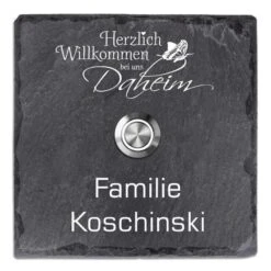 Schiefer Klingelschild 100x100mm Daheim