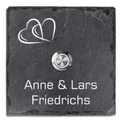 Schiefer Türklingel Klingelschild 130x130mm Addy