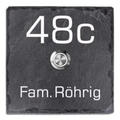 Schiefer Türklingel Klingelschild 130x130mm Albino