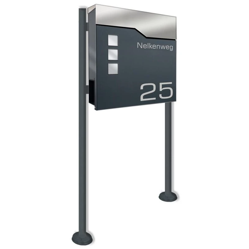Standbriefkasten ANTHRAZIT GRAU RAL 7016 Mit Beschriftung Florian 3 Standbriefkasten ANTHRAZIT GRAU RAL 7016 Mit Beschriftung Florian