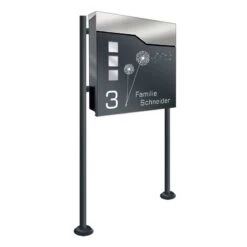Standbriefkasten ANTHRAZIT GRAU RAL 7016 Mit Beschriftung Toppy3