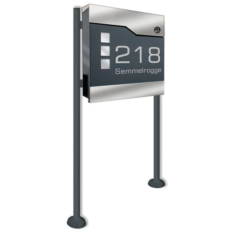 Standbriefkasten Mit FUNKKLINGEL ANTHRAZIT Clemens 3 Standbriefkasten Mit FUNKKLINGEL ANTHRAZIT Clemens