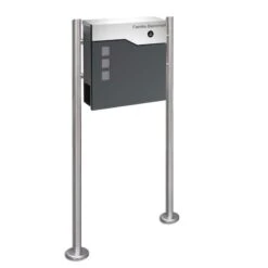 Standbriefkasten Mit FUNKKLINGEL ANTHRAZIT Postkasten Briefkasten Tomus