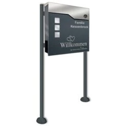 Standbriefkasten Mit FUNKKLINGEL ANTHRAZIT Willi