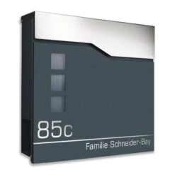 Standbriefkasten NEMA In ANTHRAZIT GRAU RAL 7016 Mit Beschriftung -Hochwertiger Türklingelladen standbriefkasten nema in anthrazit grau ral 7016 mit beschriftung6