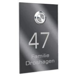 Türklingel Edelstahl Mit 35mm LED Taster 110x160mm