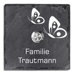 Türklingel Schiefer 100x100mm 2 Schmetterlinge