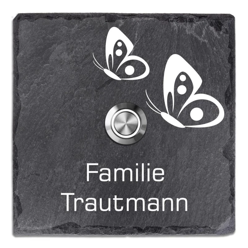 Türklingel Schiefer 100x100mm 2 Schmetterlinge 3 Türklingel Schiefer 100x100mm 2 Schmetterlinge