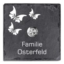 Türklingel Schiefer 100x100mm 3 Schmetterlinge