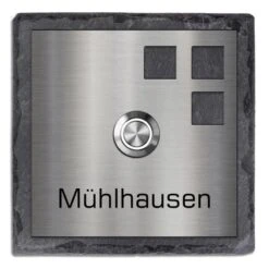 Türklingel Schiefer 100x100mm Mit 3 Quadraten