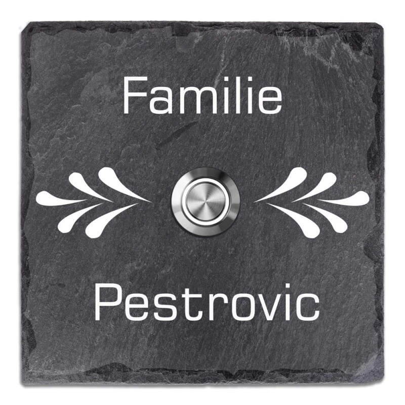 Türklingel Schiefer 100x100mm Ornamente 3 Türklingel Schiefer 100x100mm Ornamente