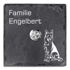 Türklingel Schiefer 100x100mm Schäferhund
