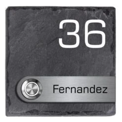 Türklingel Schiefer Edelstahl 100x100mm Mit Edelstahl Applikation