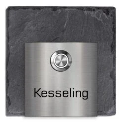 Türklingel Schiefer Edelstahl 100x100mm Mit Edelstahl Rechteck