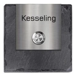 Türklingel Schiefer Edelstahl 100x100mm Mit Edelstahlplatte