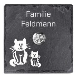 Türklingelschild Schiefer 100x100mm Katze