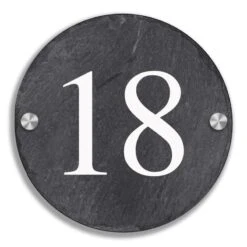 Türschild Aus Natur Schiefer 200mm Ø Inkl. Beschriftung Numero